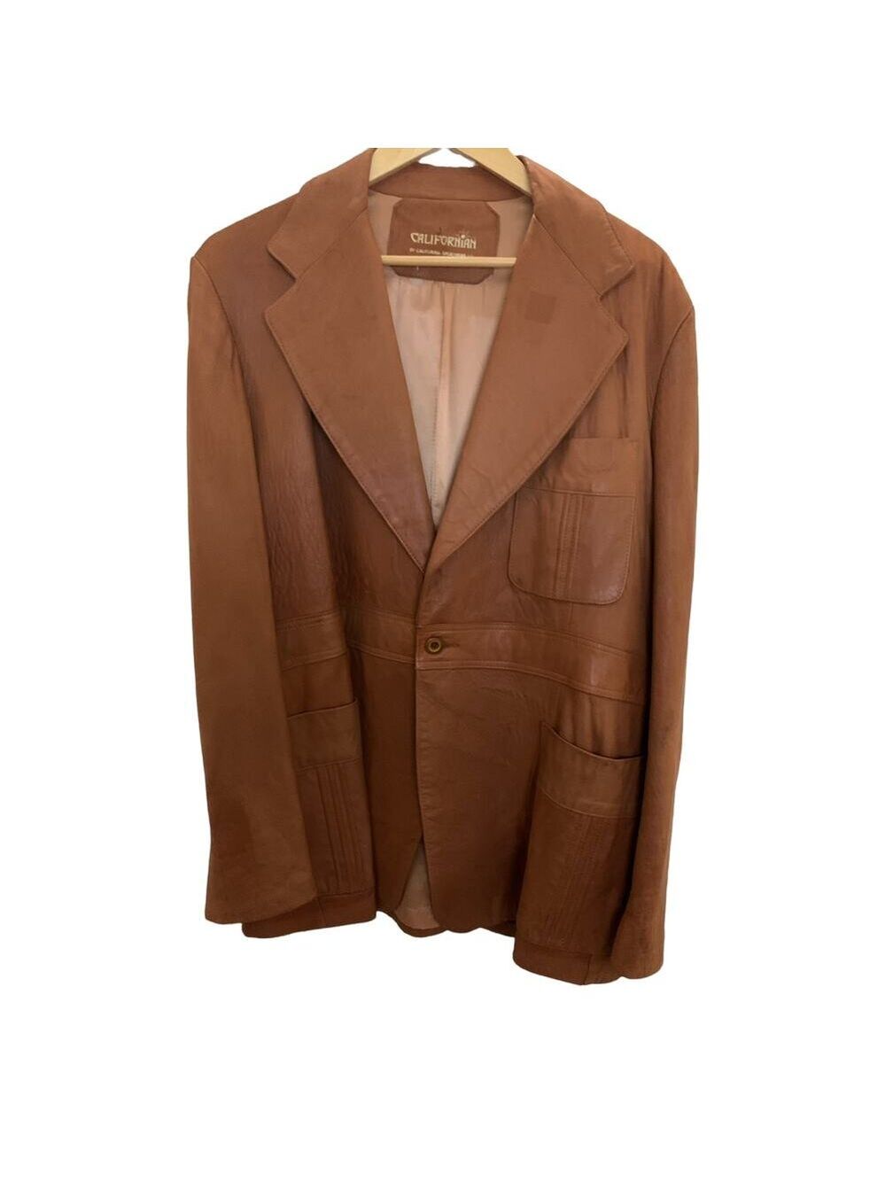 Californian Vintage Men’s Long Leather Brown Jacket Size 46
